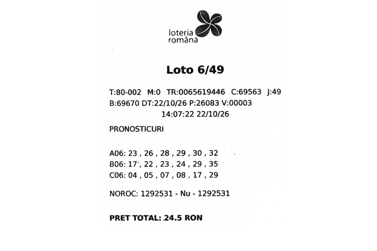 A nyertes szelvény &bullet;  Fotó: Loto.ro
