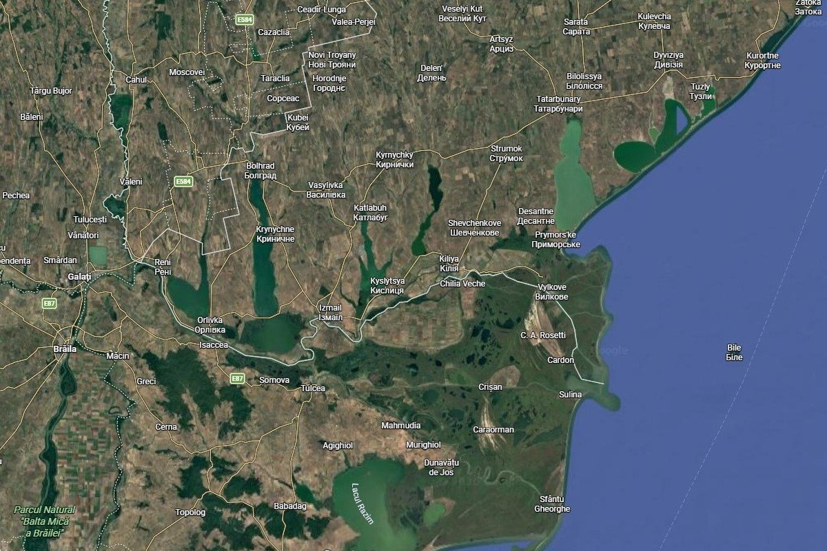 Románia tengerhez közeli, Ukrajnával határos része. Közel a háborúhoz. Képünk illusztráció • Fotó: Google Maps