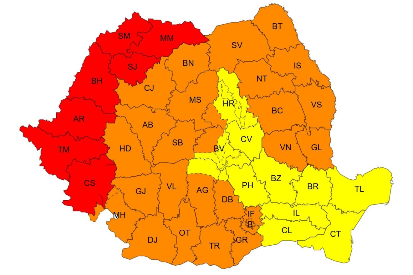 Maros megyében, valamint Hargita megye délnyugati területein narancssárga, Székelyföld többi részén sárga riasztás érvényes • Fotó: Országos Meteorológiai Szolgálat