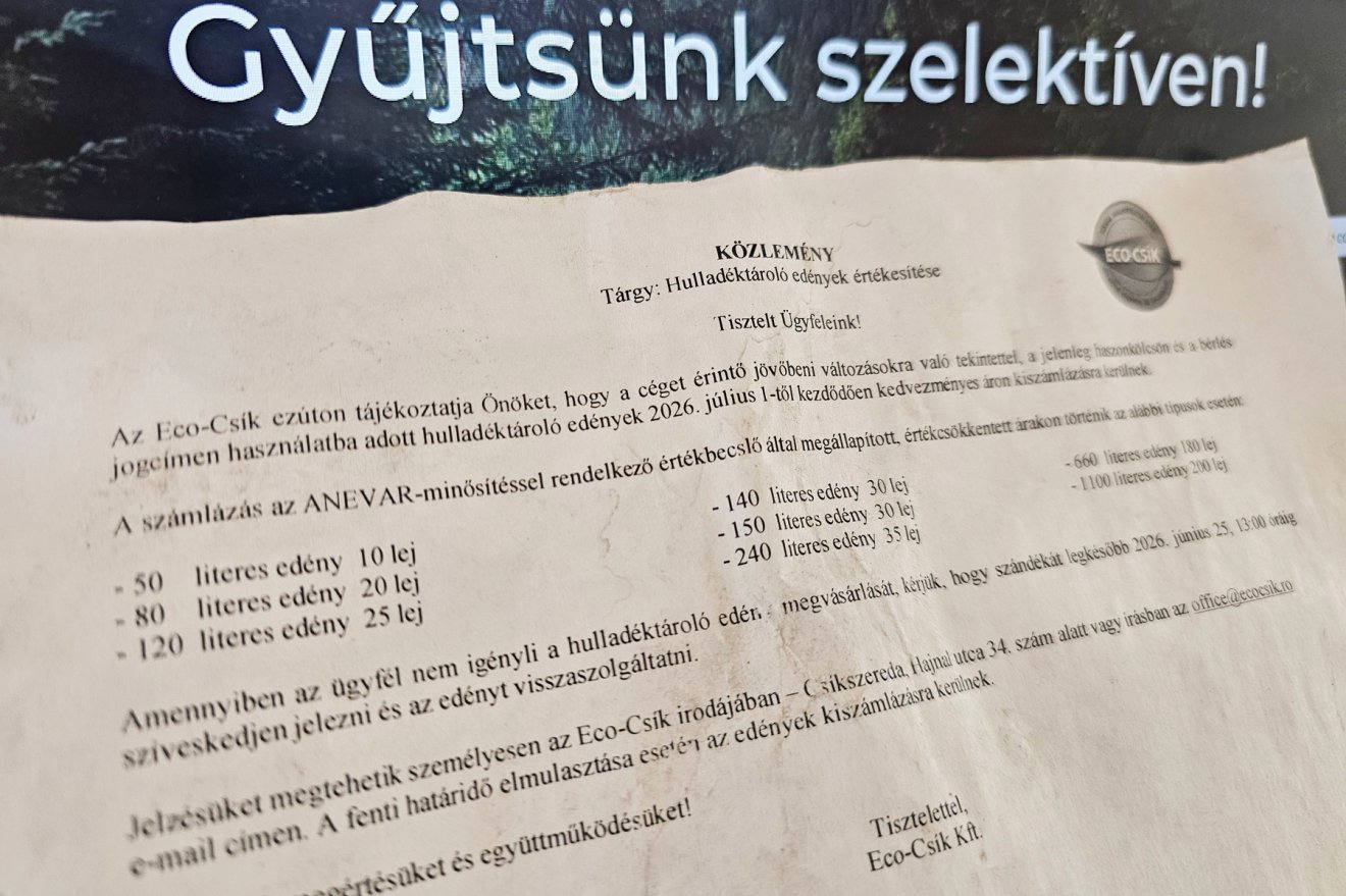 A kifüggesztett hirdetésekben kedvező áron kínálják eladásra a tárolókat • Fotó: Kozán István