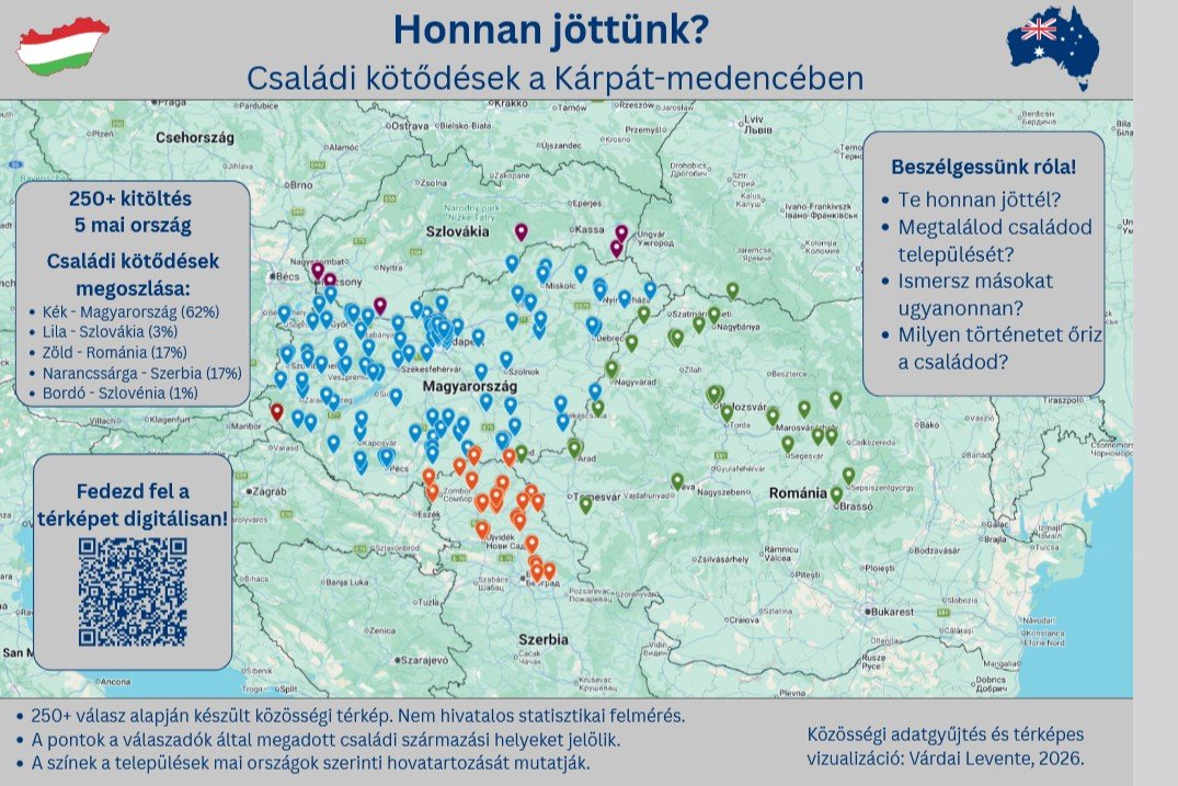 A victoriai magyar közösség gyökereit szemléltető térkép &bullet;  Fotó: Várdai Levente / A Kárpát-medencétől Victoriáig kezdeményezés