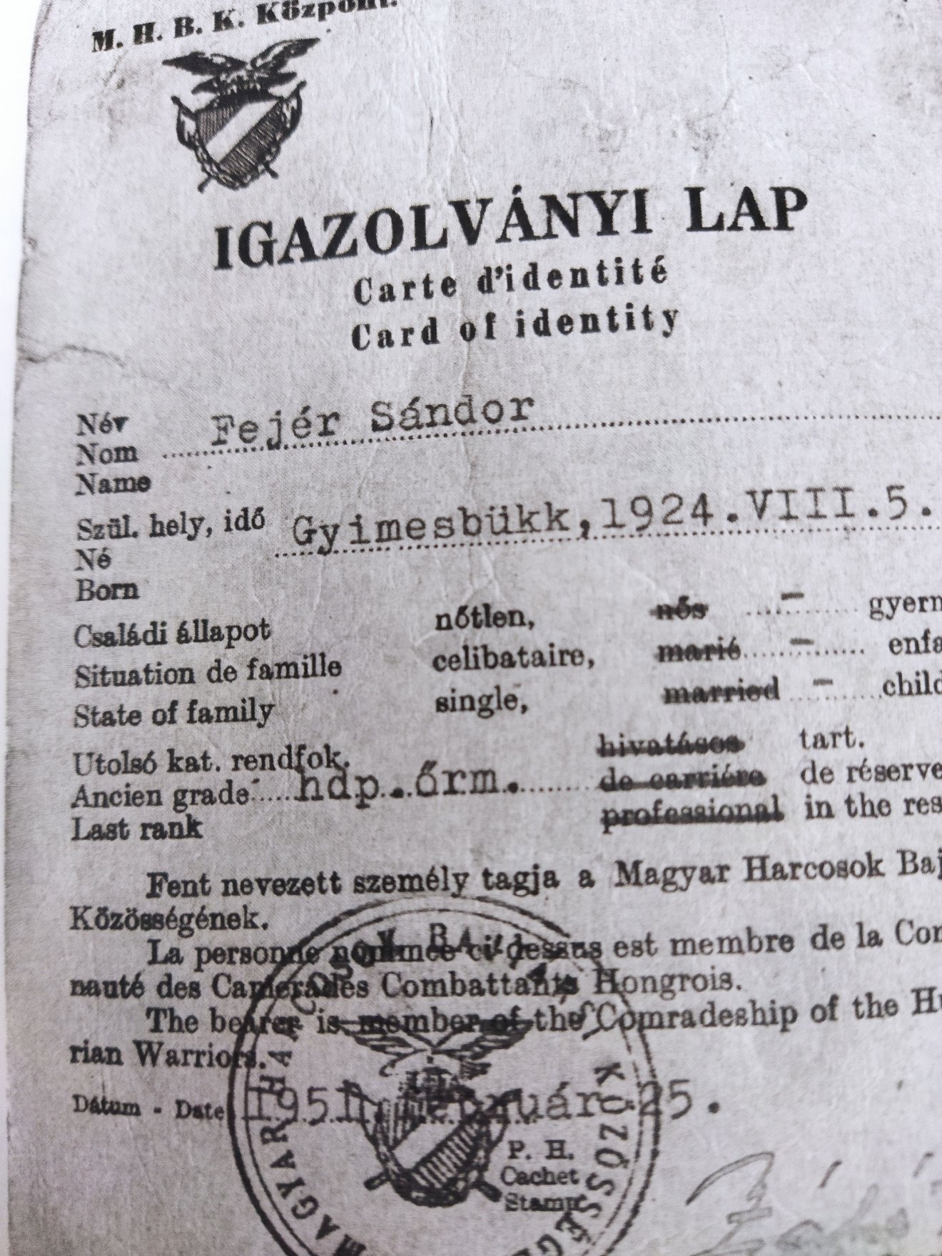 &bullet;  Fotó: A Fejér család archívumából