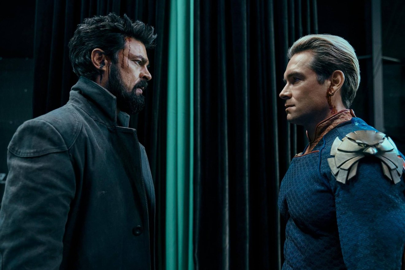 Butcher és Homelander a The Boys című sorozatban. Melyikük marad életben az utolsó évad végén? &bullet;  Fotó: Prime Video