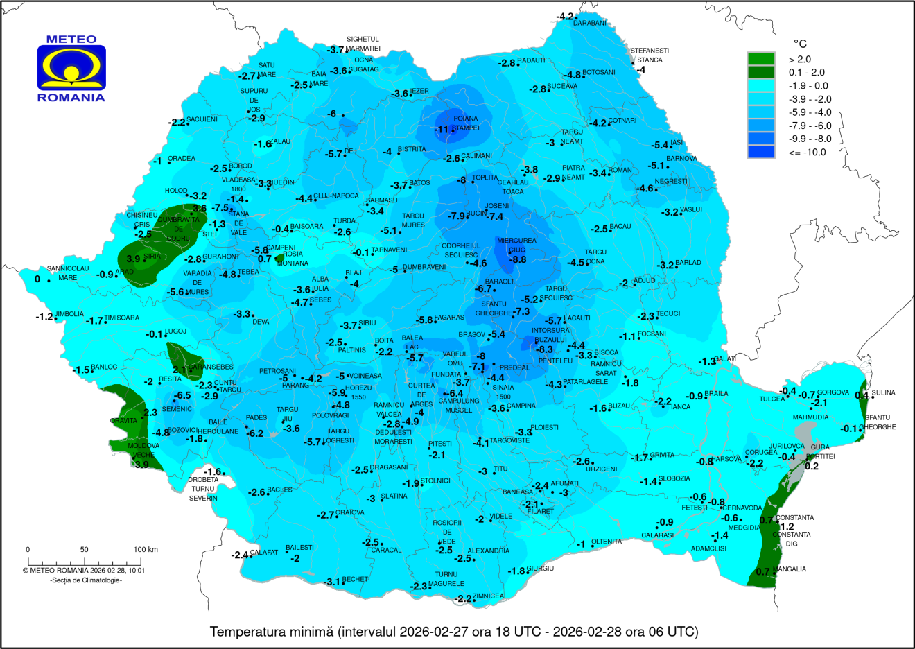A Suceavai megyei Poiana Stampei településen volt a leghidegebb, de nem maradtak el sokkal a székelyföldi települések sem • Fotó: Országos Meteorológiai Szolgálat