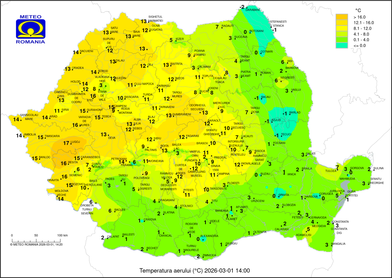 Erdélyben tavaszias az idő, a Kárpátokon túl azonban még a köd az úr &bullet;  Fotó: Országos Meteorológiai Szolgálat
