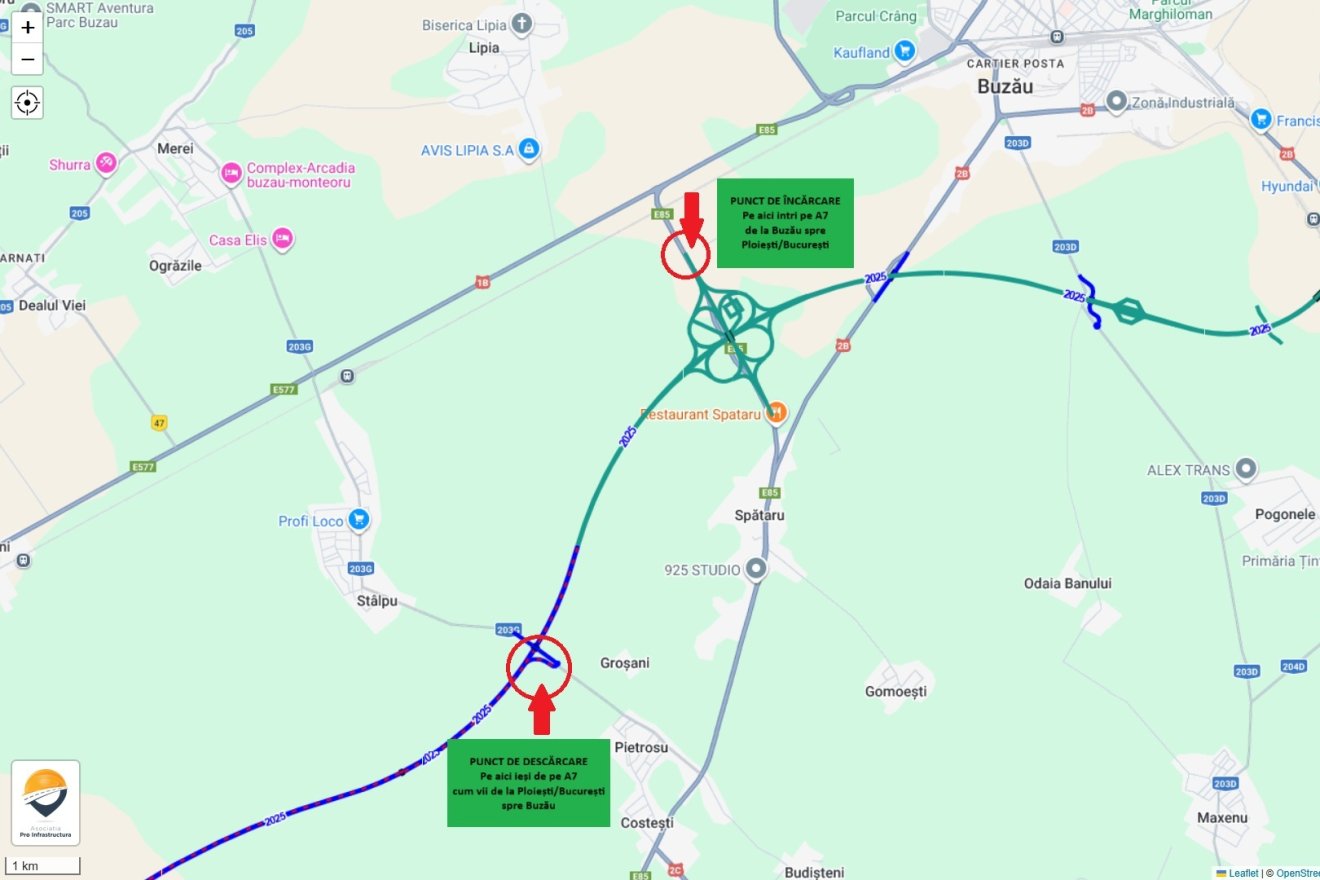 A Pro Infrastruktúra Egyesület térképes eligazítója le- és felhajtó pontokról •  Fotó: Facebook/Asociația Pro Infrastructură