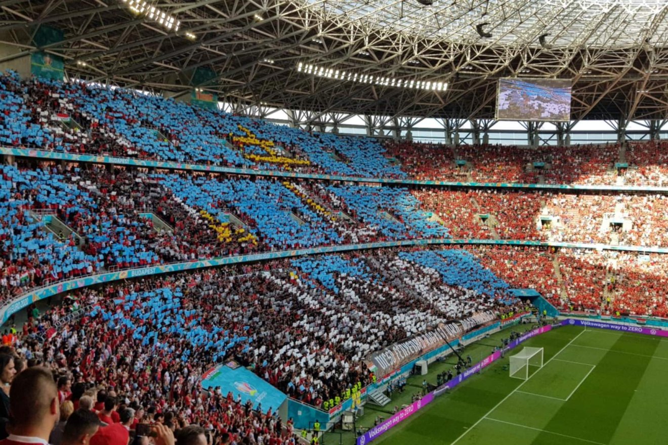 Magyar–portugál Eb-mérkőzés a Puskás Arénában 2021 júniusában. Vajon kijut a vébére a nemzeti válogatott? •  Fotó: Székelyhon