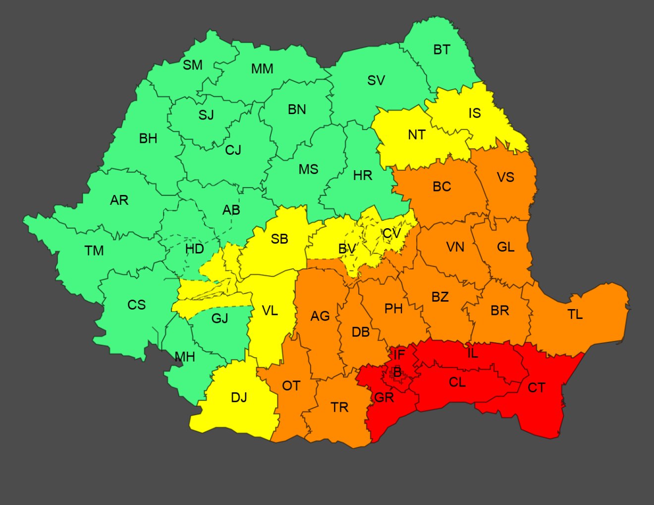 Az időjárási riasztás megyékre bontva kedd estétől szerda estéig •  Fotó: Országos Meteorológiai Szolgálat