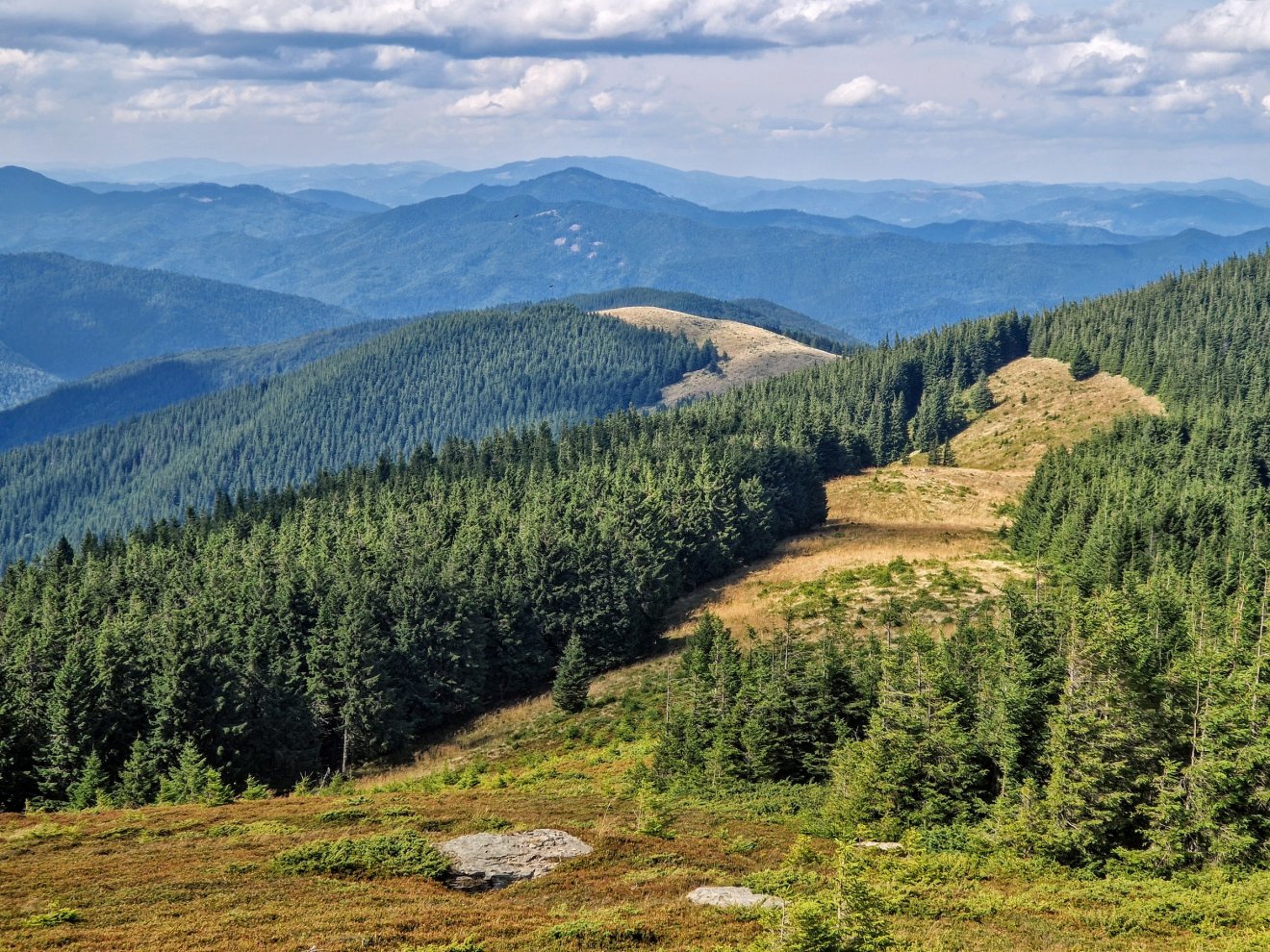 Kilátás észak felé. Valamikor ezek a hegyek is Székelyföldhöz tartoztak