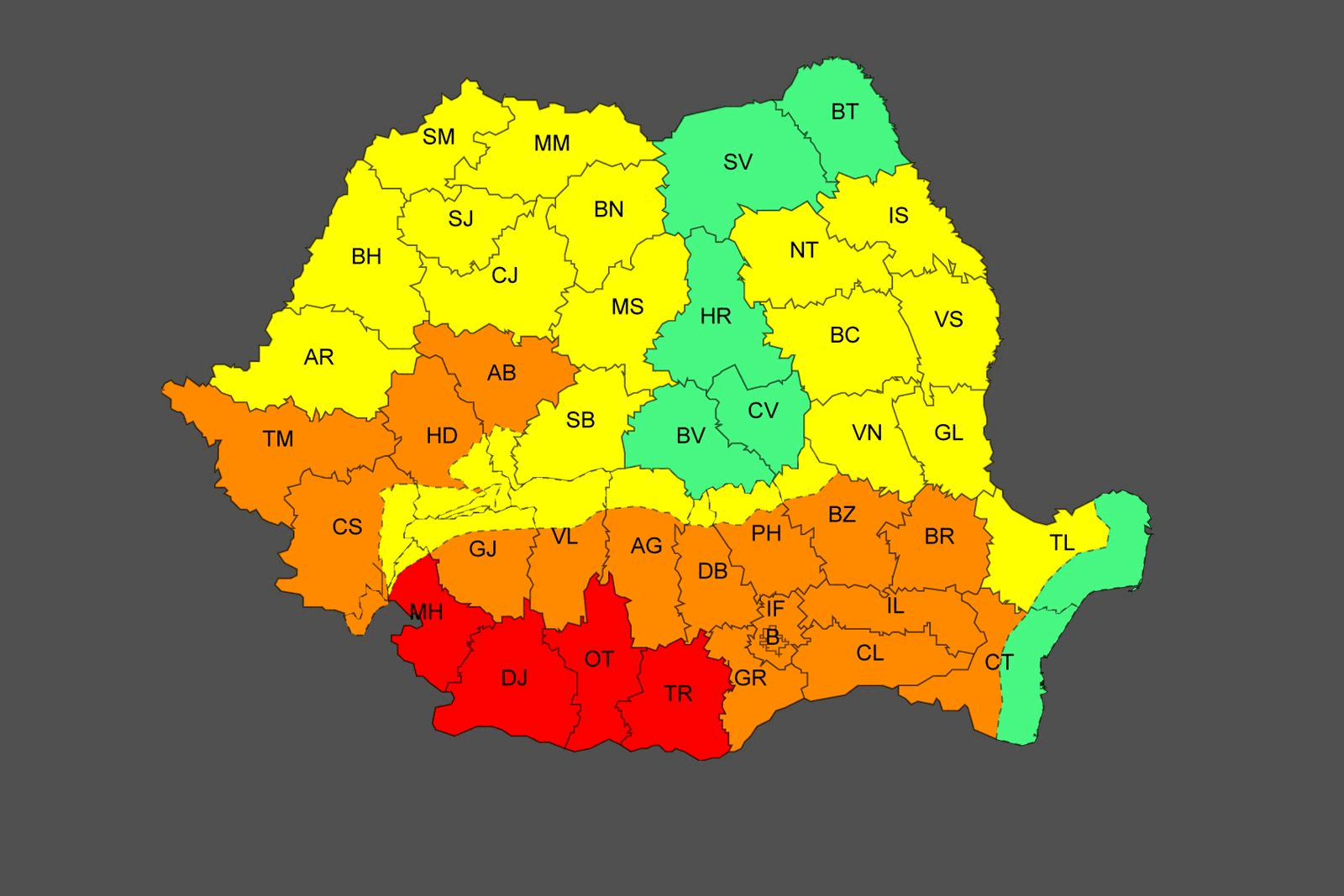 A vasárnapi és a hétfői hőségriasztás. Üdítő színfolt Hargita és Kovászna megye •  Fotó: Országos Meteorológiai Szolgálat
