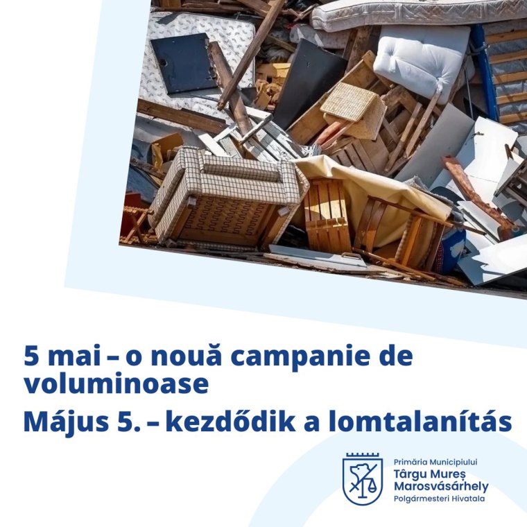 Május 5-től indul a lomtalanítás és textilgyűjtés Marosvásárhelyen!