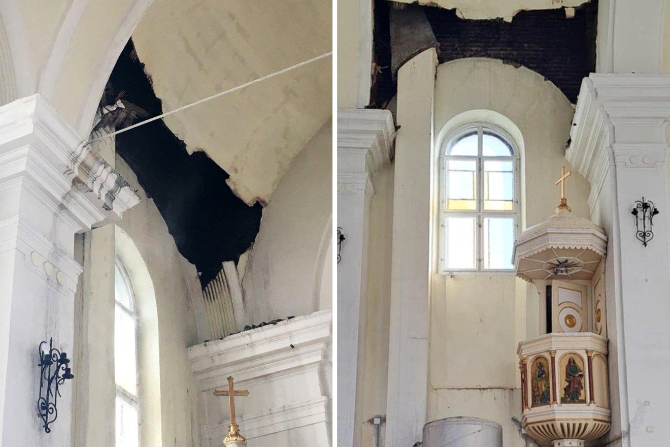 Eltüntették a kéménytűz utáni károkat a mennyezetről •  Fotó: Szőcs Sándor/Facebook
