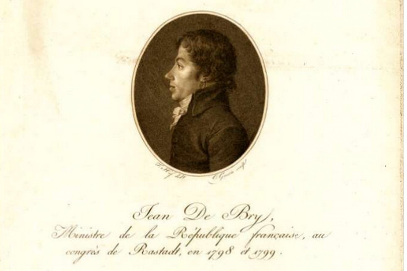Jean Debry 13 szablyavágást szenvedett el Rastatt mellett (Christophe Guérin metszete, 1798 körül)