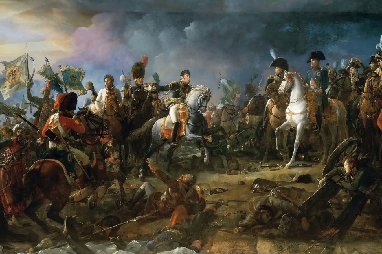 Napóleon az austerlitzi csatában (François Gérard festménye 1810-ből, részlet)