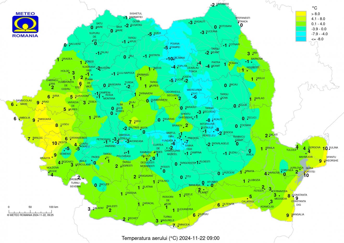 Enyhülés péntek reggel 9 órára •  Fotó: Országos Meteorológiai Szolgálat