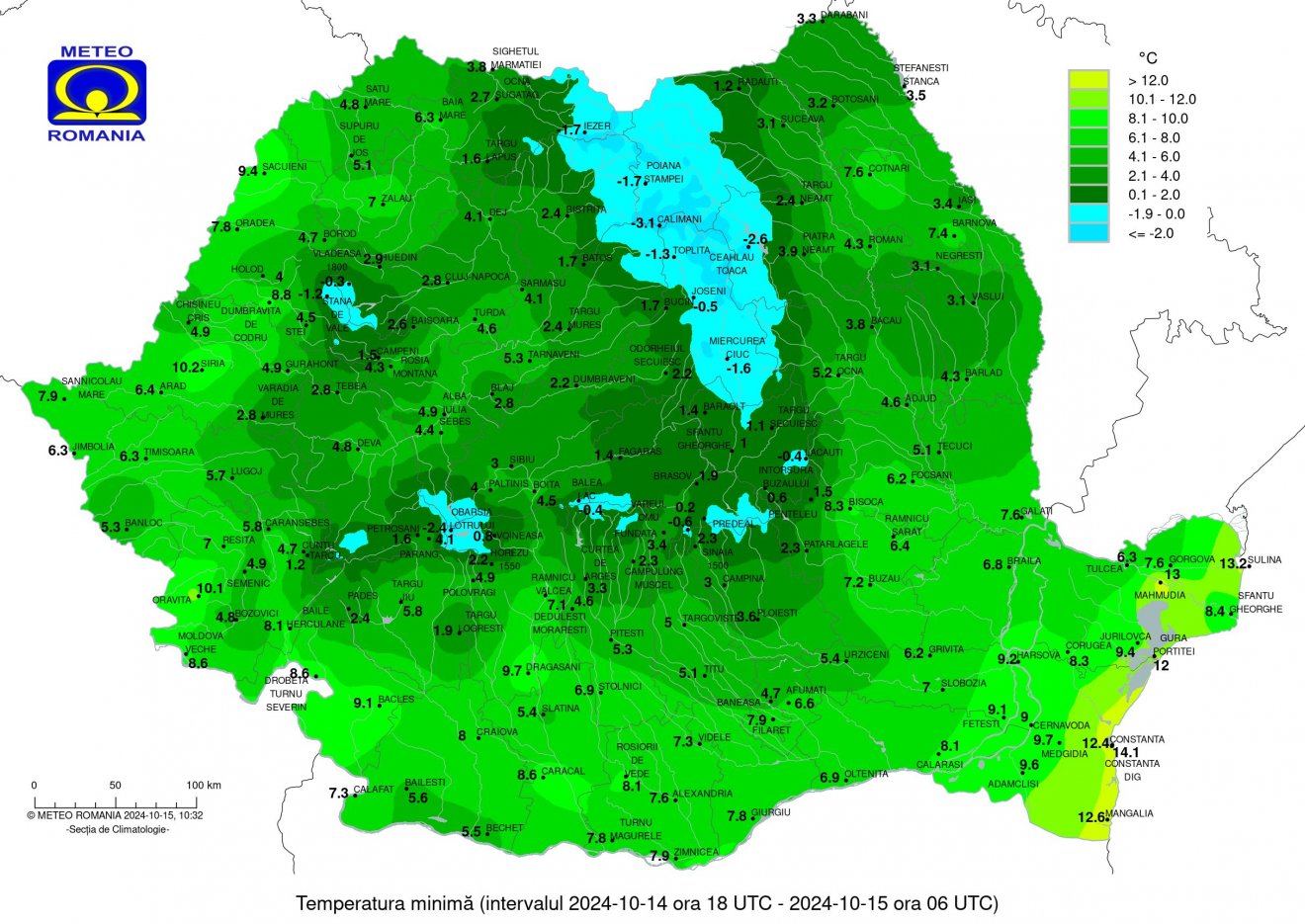 A legalacsonyabb hőmérsékleti értékek keddre virradóan •  Fotó: Országos Meteorológiai Szolgálat