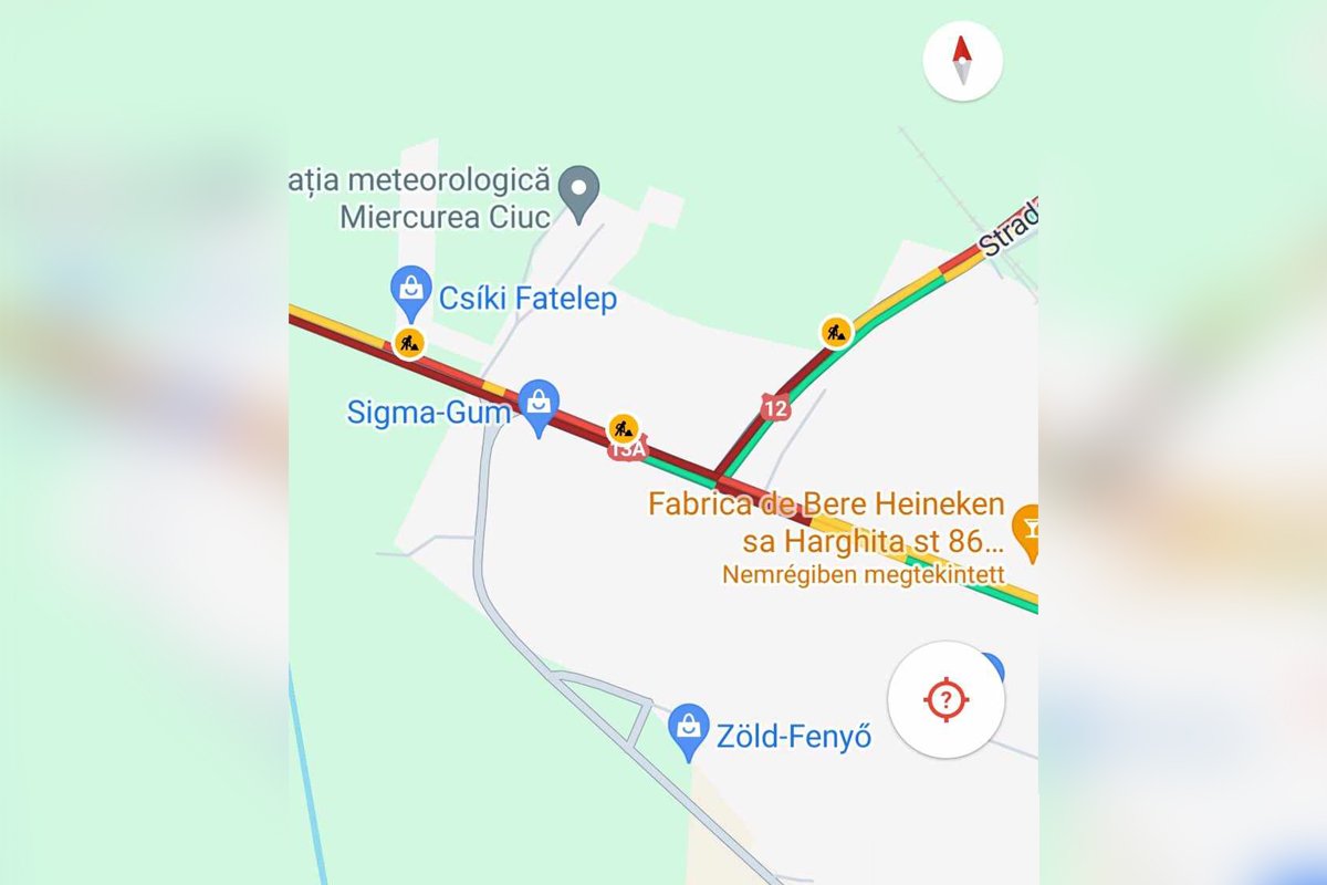 A térkép is jelzi a torlódást. Fotó forrása: Google maps 