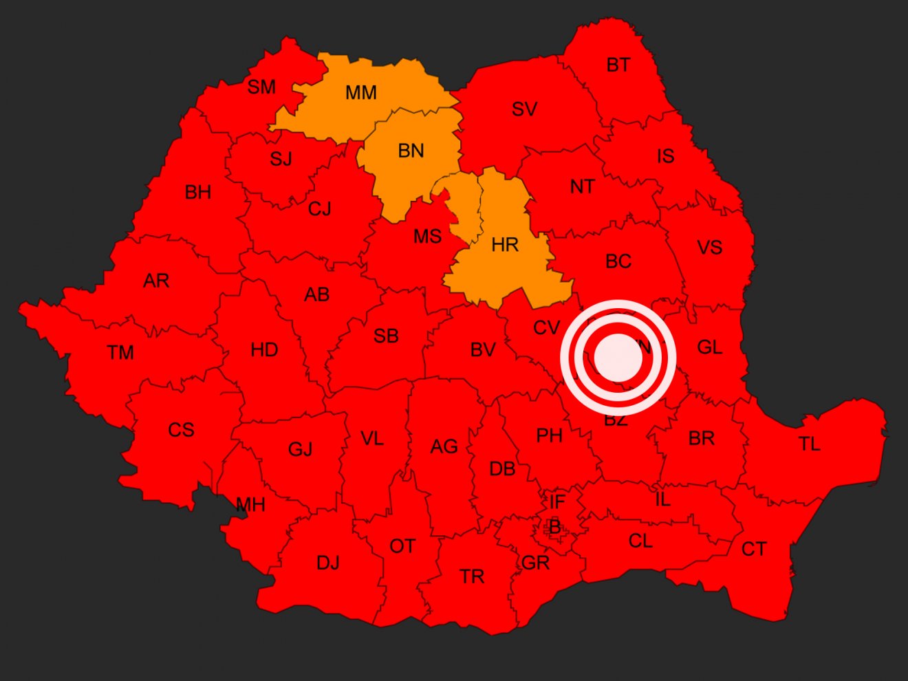 A földrengés Vrancea megyében történt. A megye vörös jelzésű hőségriasztás alatt áll. Montázs: Székelyhon 