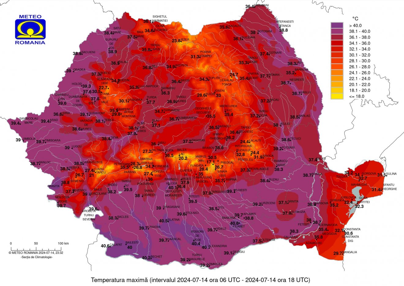 Csúcsértékek vasárnap •  Fotó: Országos Meteorológiai Szolgálat