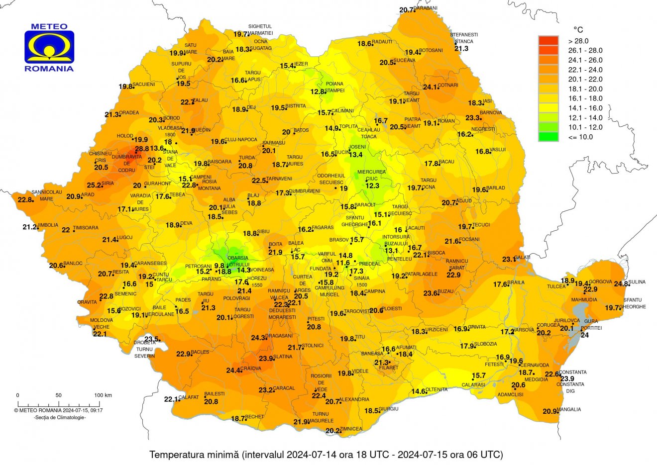 Felfrissülés – már ahol – hétfőre virradóan •  Fotó: Országos Meteorológiai Szolgálat
