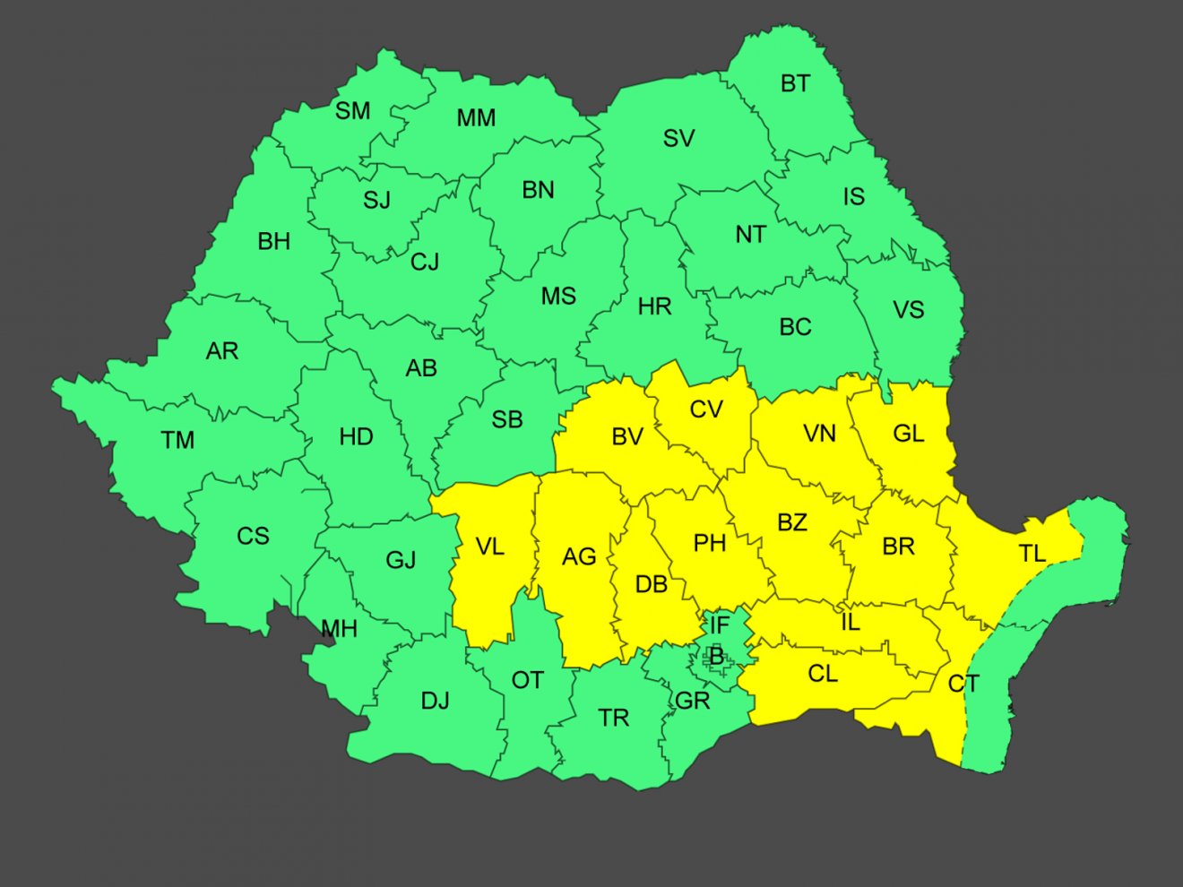 Az érintett megyék •  Fotó: Országos Meteorológiai Szolgálat