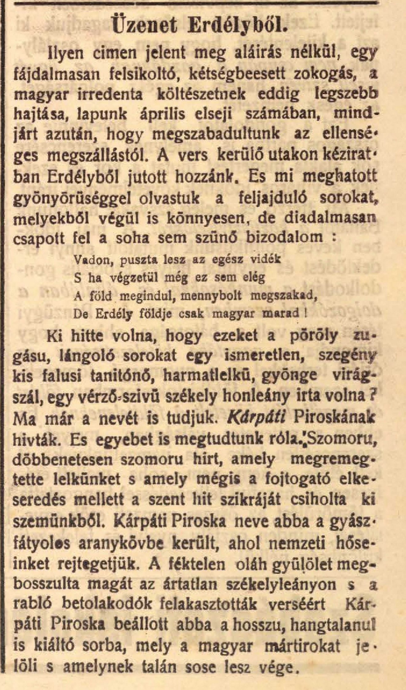 Híradás a Békés Megyei Közlöny 1920. június 17-i számában •  Fotó: Békés Megyei Közlöny