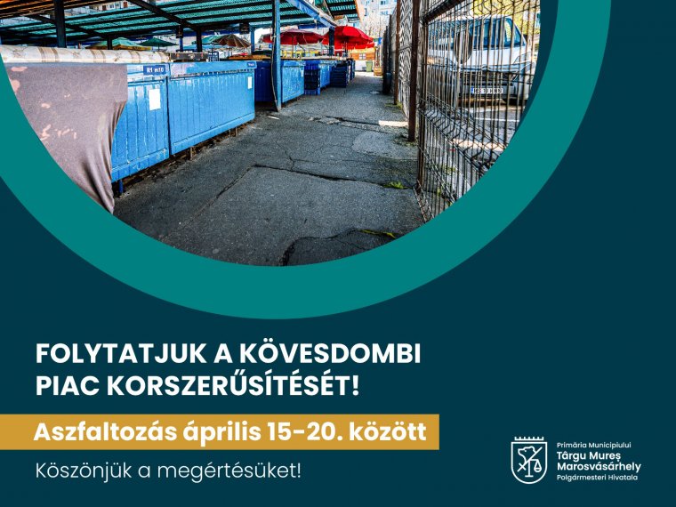 Folytatják a kövesdombi piac felújítását Marosvásárhelyen