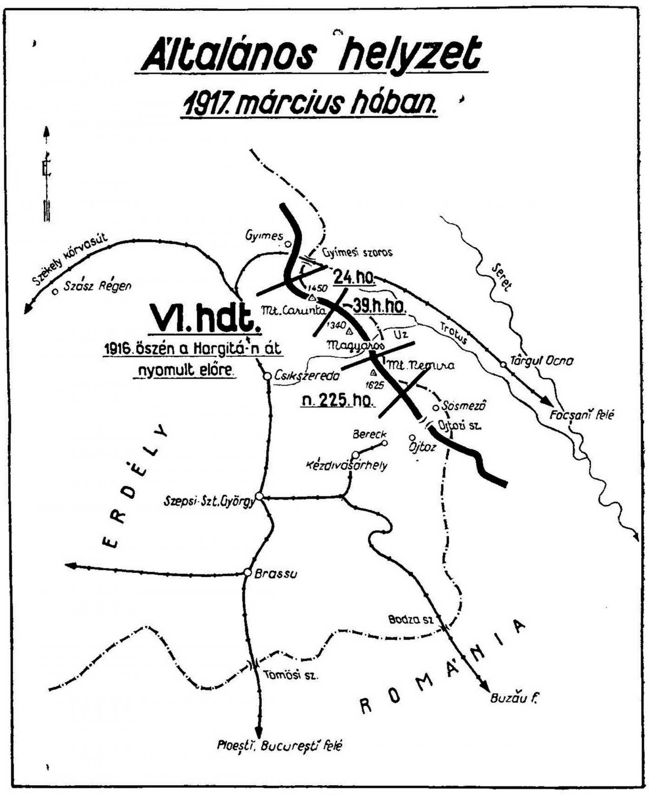 Az általános helyzet 1917 márciusában •  Fotó: Magyar Katonai Szemle, 1940/2.
