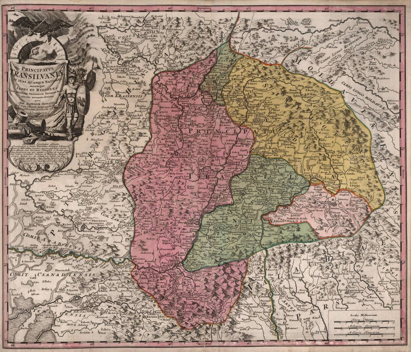 Székelyföld Johann Baptist Homann 1720-as Erdély-térképén •  Fotó: David Rumsey Historical Map Collection