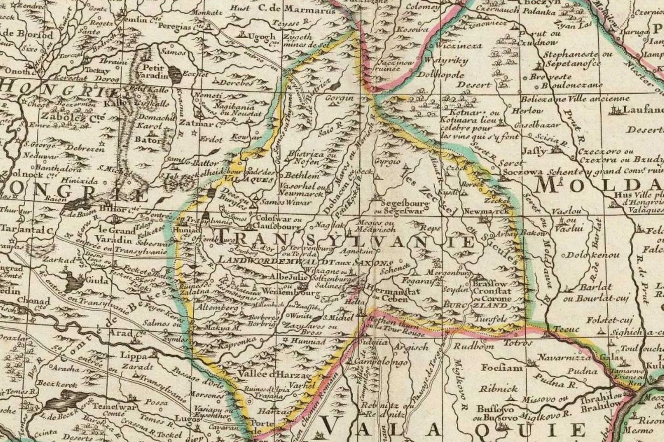 Székelyek Guillaume De l'Isle 1703-as, Párizsban kiadott térképén •  Fotó: David Rumsey Historical Map Collection
