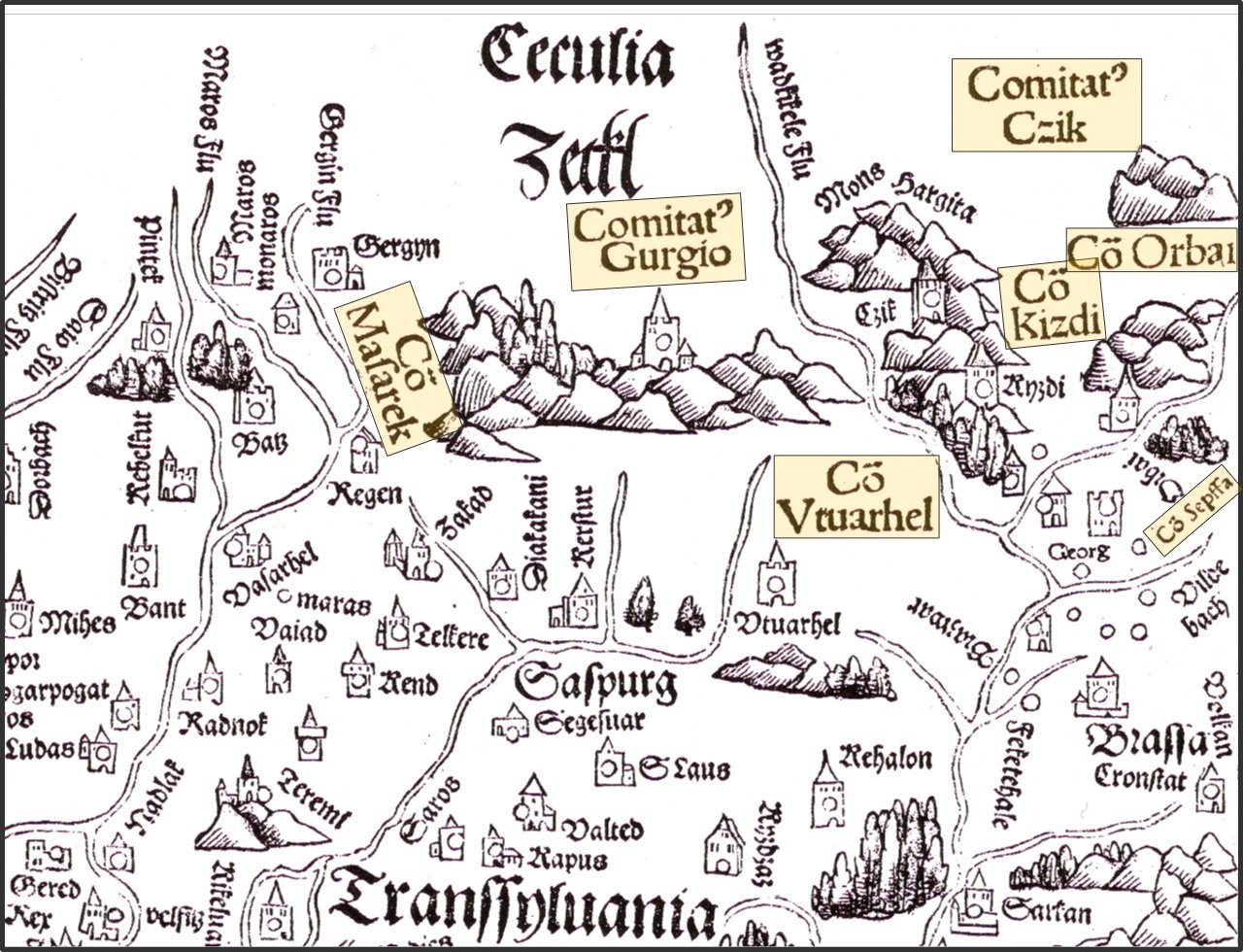 Székelyföld Lázár deák 1528-as térképén •  Fotó: Székely Kalendárium/archív
