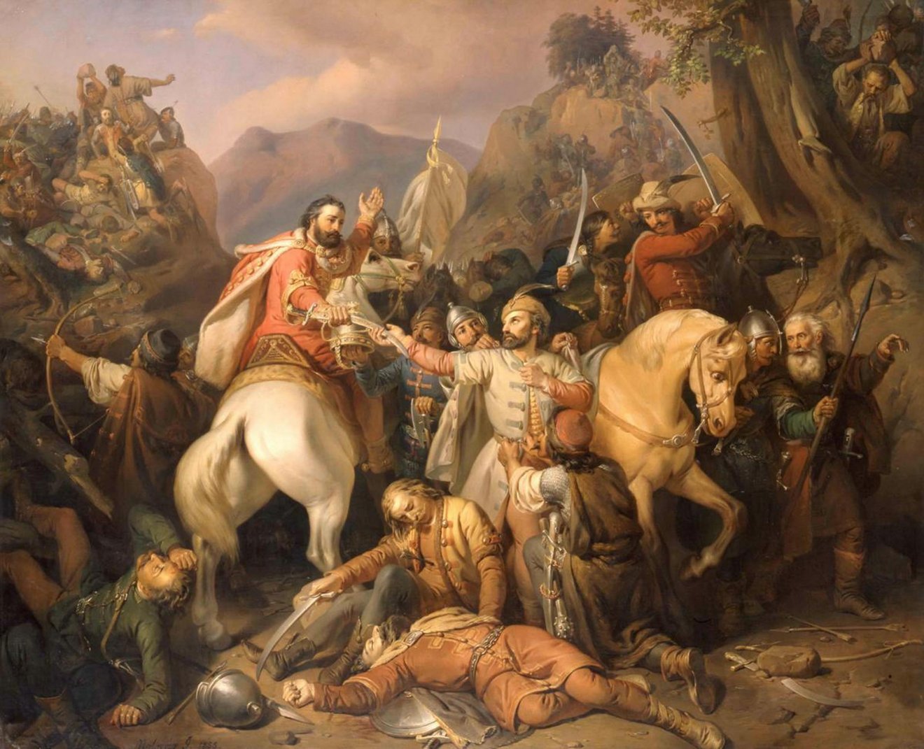 Molnár József: Dezső vitéz önfeláldozása Károly Róbertért (1855) •  Fotó: Magyar Nemzeti Galéria