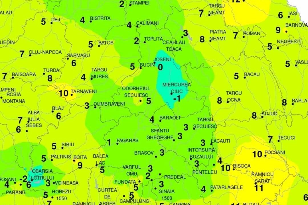 A levegő hőmérséklete reggel 7 órakor •  Fotó: Országos Meteorológiai Igazgatóság