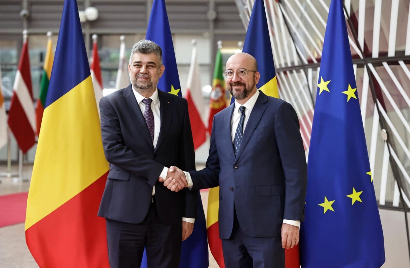 Az Európai Tanács elnökével, Charles Michellel tárgyalt elsőként pénteken Brüsszelben Marcel Ciolacu •  Fotó: Marcel Ciolacu Facebook-oldala