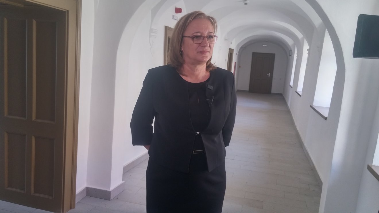 Magyar Zita, a Nemzeti Szakképzési és Felnőttképzési Hivatal elnöke a Minorita rendházban •  Fotó: Daczó Hodor Barna