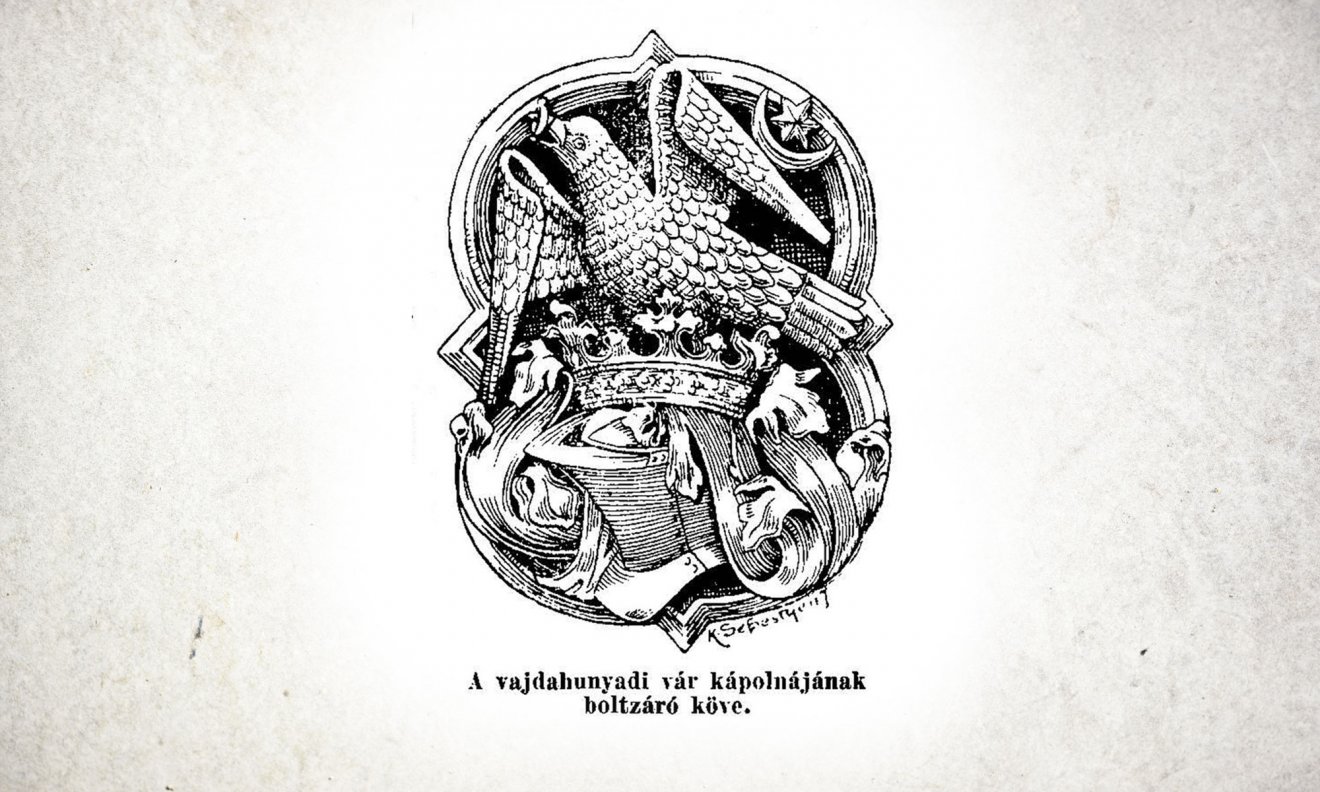 Köpeczi Sebestyén József 1927-ben készített rajza a sisakdíszes Hunyadi-családcímerről. Forrás: Diószegi György Antal: Ars Sacra: a történelem evangéliuma – avagy a magyar Hunyadi-uralkodóház székely eredete a XV. századi templomaink címerábrázolásainak tükrében (Aracs, 2022. augusztus) 