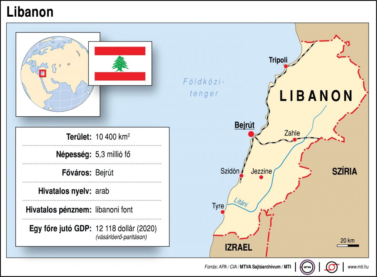 A legfontosabb tudnivalók Libanonról. Infografika: MTI 