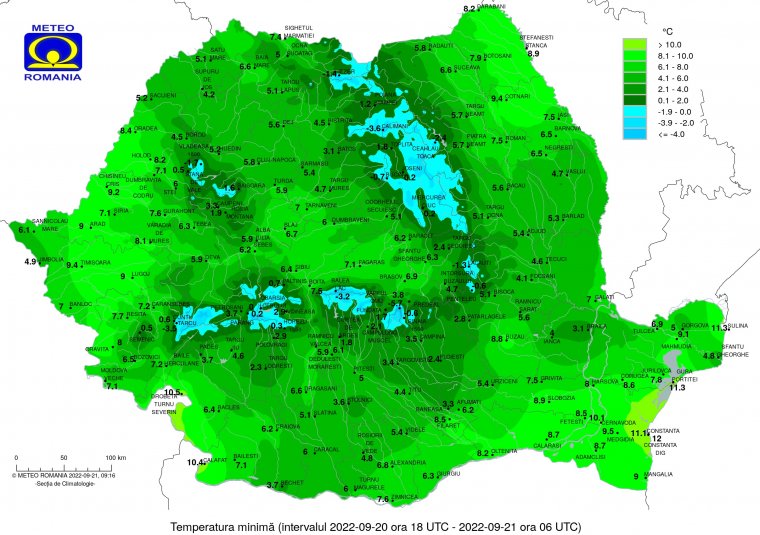 1 Celsius-fok alá süllyedt a hőmérséklet Csíkszeredában