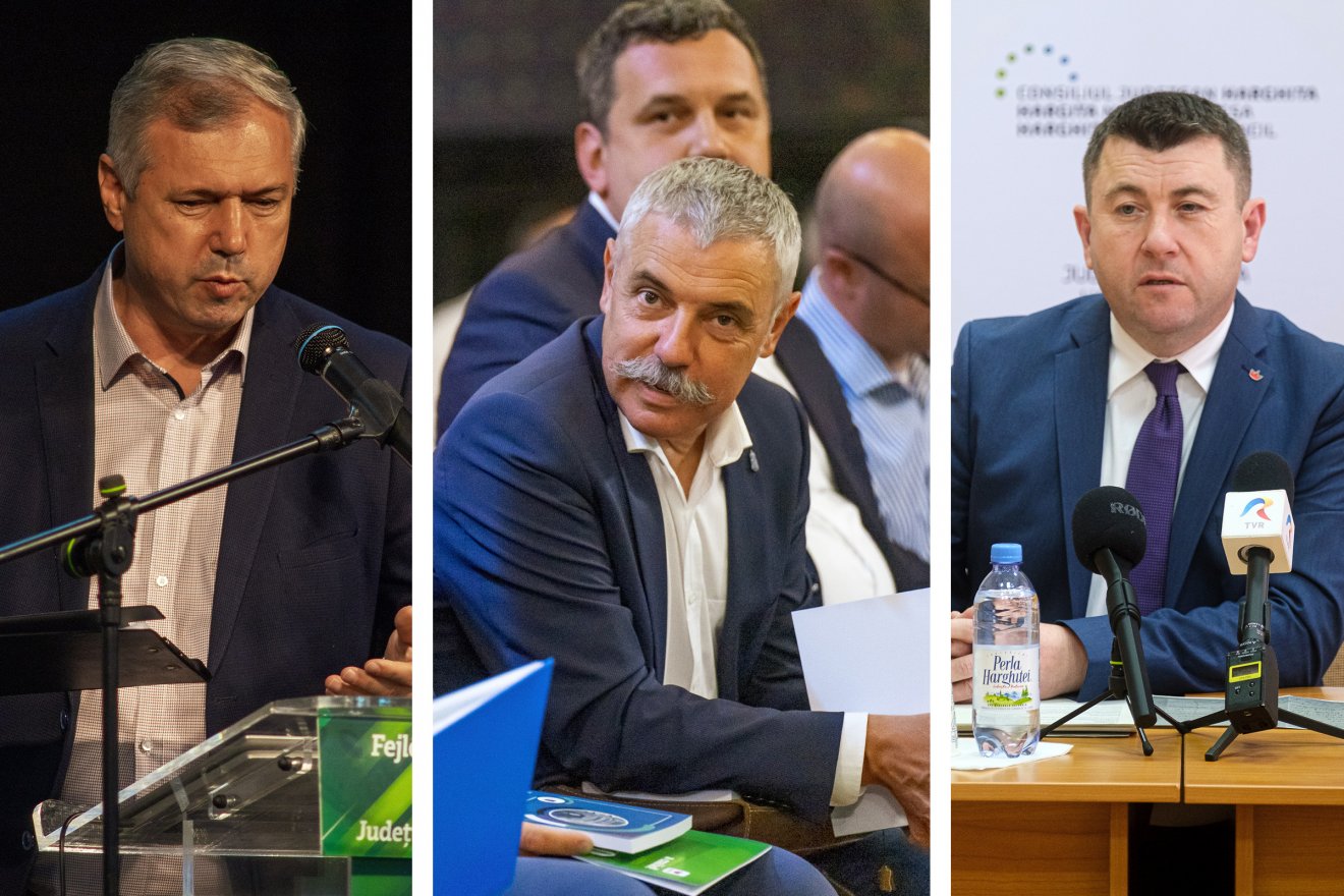 A három székelyföldi megye elöljárói: Péter Ferenc, Tamás Sándor és Borboly Csaba megyeitanács-elnökök 