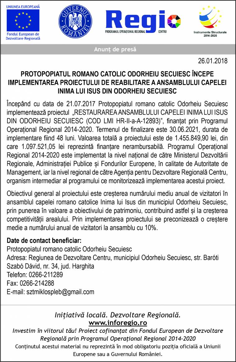 Pályázati forrásból újul meg a székelyudvarhelyi Jézus Szíve Kápolna (x)