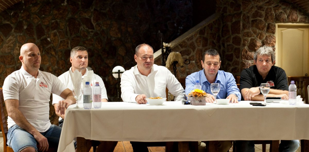 Vaclav Novak, Alexander Trofimov, Balázs Attila, László Zoltán és Bereczky Szilárd a bemutatkozó sajtótájékoztatón •  Fotó: Gergely Imre