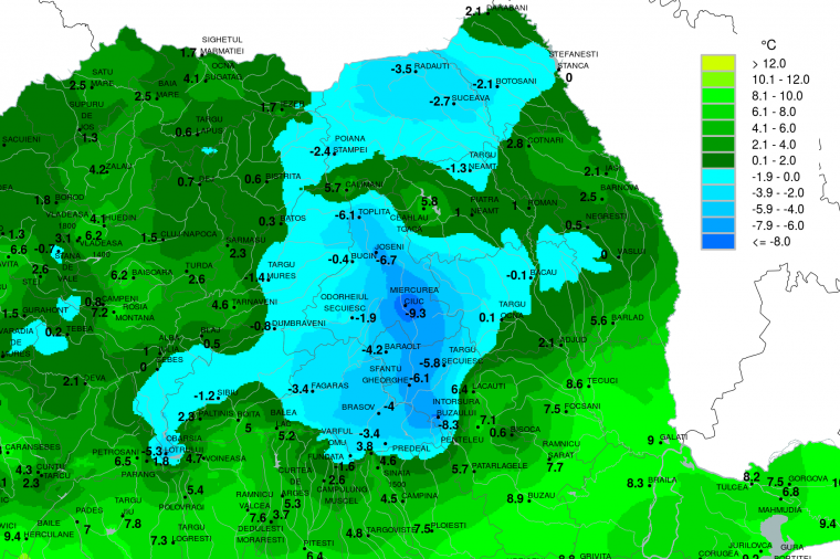 Csíkszereda kékíti az ország meteotérképét