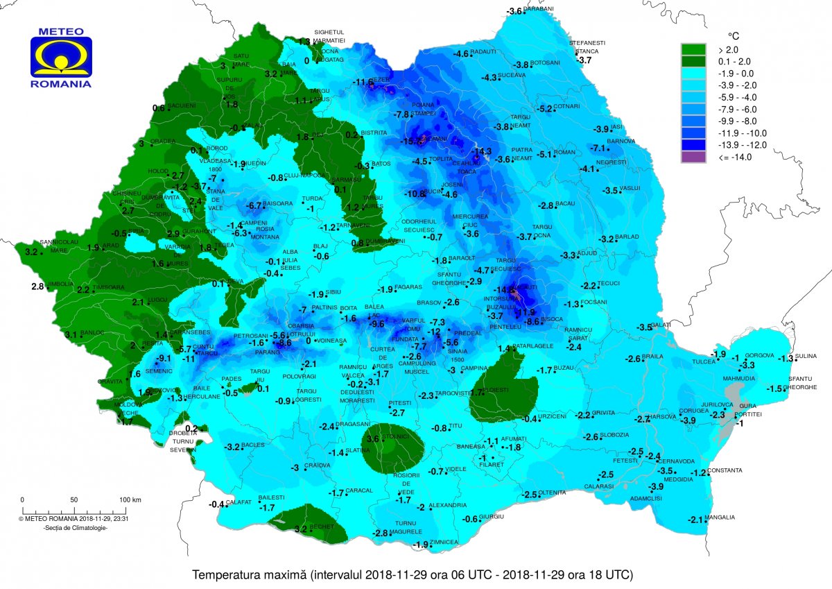 Csütörtök nappali maximumok •  Fotó: Országos Meteorológiai Intézet