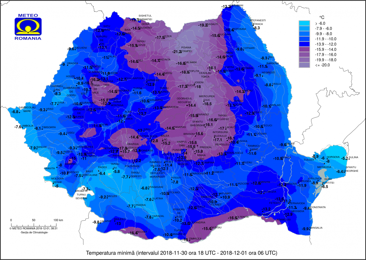 Ilyen hideg volt december elsején, kora reggel •  Fotó: Országos Meteorológiai Igazgatóság