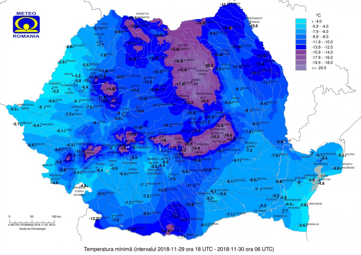 A legalacsonyabb értékek péntekre virradóan •  Fotó: Országos Meteorológiai Intézet