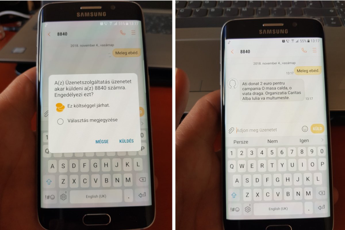Mindössze néhány mozdulat, és sikeresen továbbítható a két euró, azaz mintegy kilenc lej. A pénzt a legközelebbi telefonszámlánkkal tudjuk kifizetni •  Fotó: Székelyhon