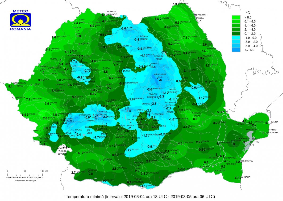 Hajnali minimumok •  Fotó: Országos Meteorológiai Igazgatóság