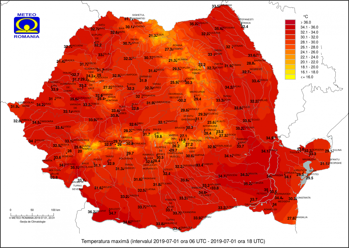 Ezek voltak a maximális hőmérsékleti értékek hétfőn •  Fotó: Országos Meteorológiai Szolgálat