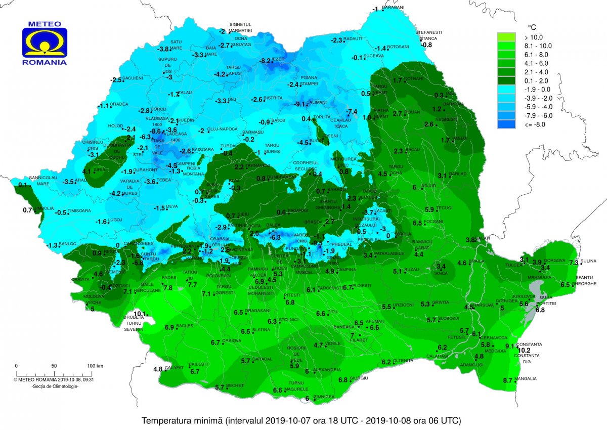 Anomália a hajnali hőtérképen •  Fotó: Országos Meteorológiai Szolgálat