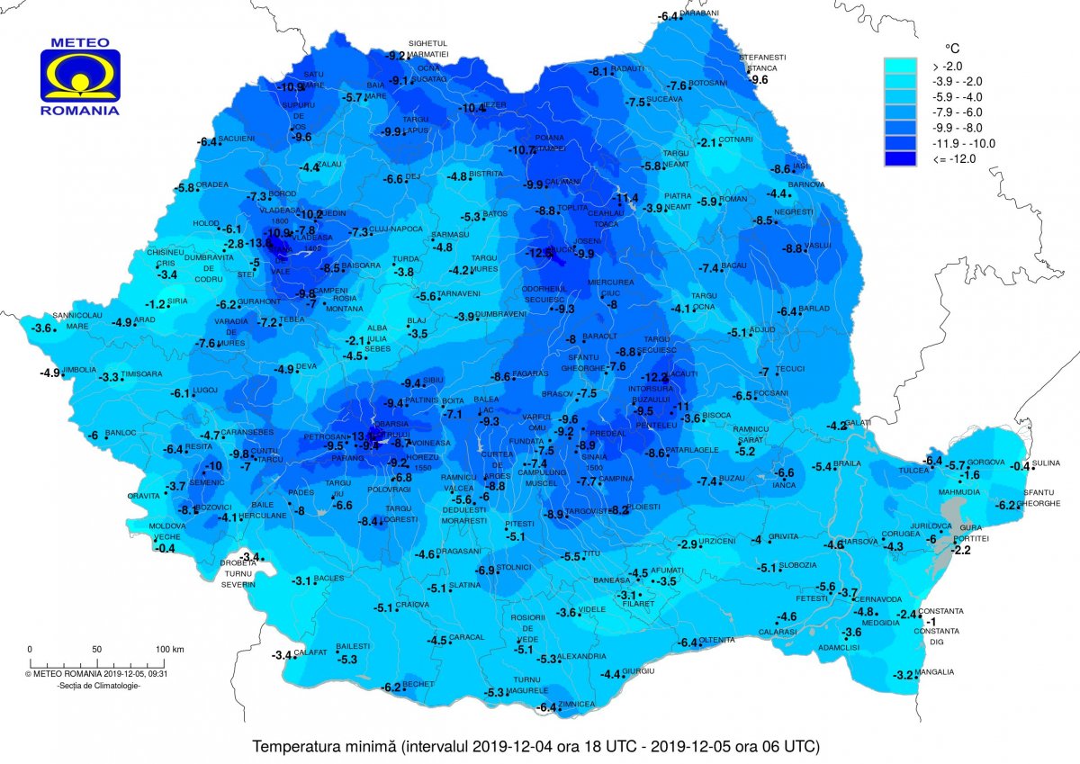 Csütörtök hajnali minimumok •  Fotó: Országos Meteorológiai Szolgálat